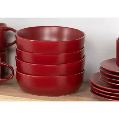 Kirklands Home Matte Ceramic 16-pc. Dinnerware Set Red Outlet