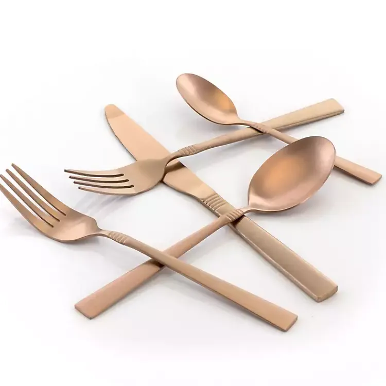 Kirklands Home Matte Rose Gold Rounded 20-pc. Flatware Set Hot