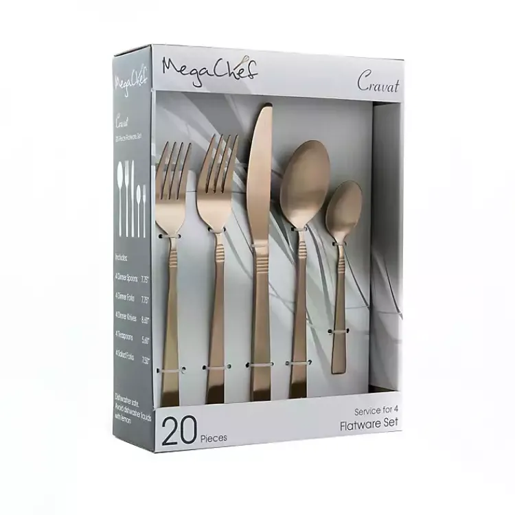 Kirklands Home Matte Rose Gold Rounded 20-pc. Flatware Set Hot