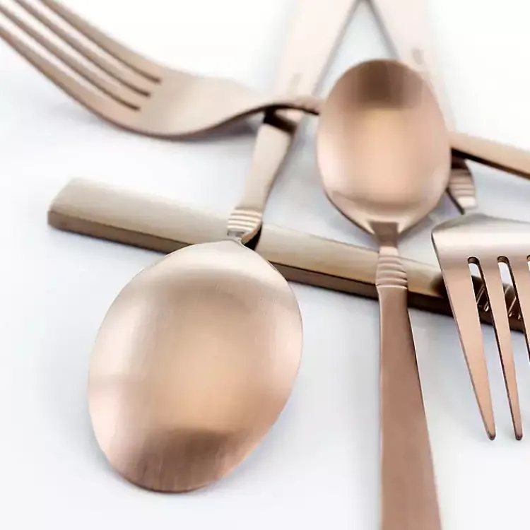 Kirklands Home Matte Rose Gold Rounded 20-pc. Flatware Set Hot