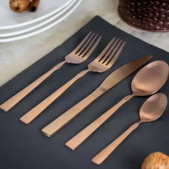 Kirklands Home Matte Rose Gold Rounded 20-pc. Flatware Set Hot
