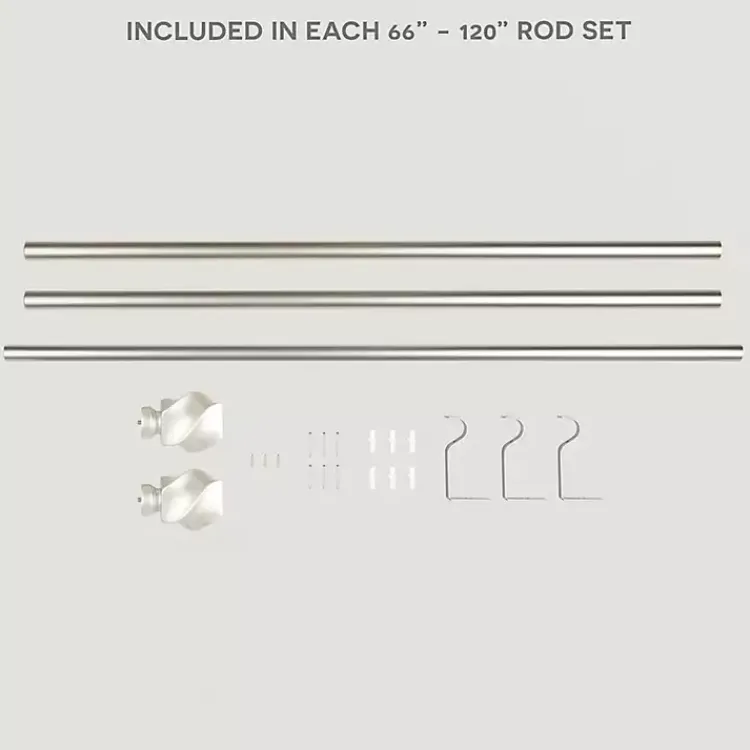 Kirklands Home Matte Silver Modern Twist Curtain Rod, 120 in. Discount