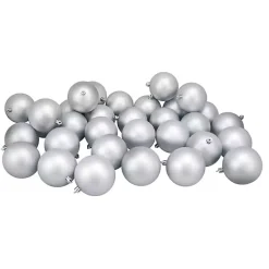Christmas Ornaments>Kirklands Home Matte Shatterproof Ornaments, Set of 32 Silver