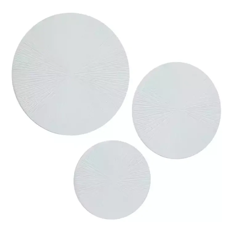 Kirklands Home Matte Ribbed Sunburst Wall Plates, Set of 3 White Clearance