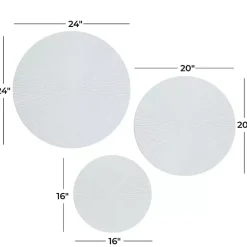 Kirklands Home Matte Ribbed Sunburst Wall Plates, Set of 3 White Clearance