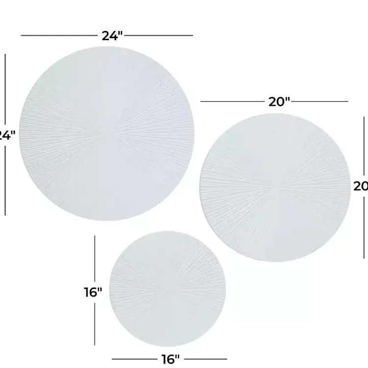 Kirklands Home Matte Ribbed Sunburst Wall Plates, Set of 3 White Clearance