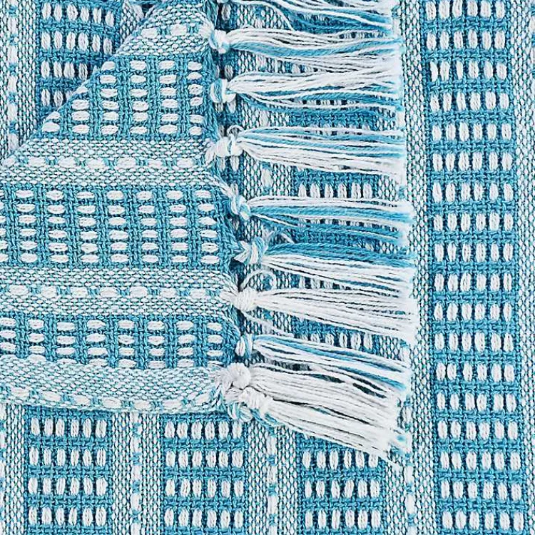 Blankets & Throws>Kirklands Home Maui Striped Fringe Throw Blue