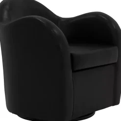 Kirklands Home Max Faux Leather Swivel Club Accent Chair Black Hot