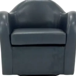 Kirklands Home Max Faux Leather Swivel Club Accent Chair Blue New