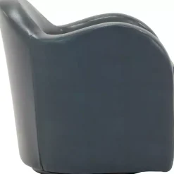 Kirklands Home Max Faux Leather Swivel Club Accent Chair Blue New