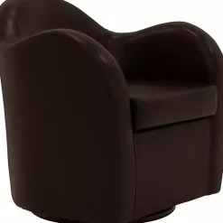 Kirklands Home Max Faux Leather Swivel Club Accent Chair Brown New