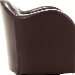 Kirklands Home Max Faux Leather Swivel Club Accent Chair Brown New