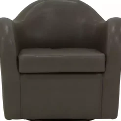 Kirklands Home Max Charcoal Faux Leather Swivel Club Accent Chair Gray New