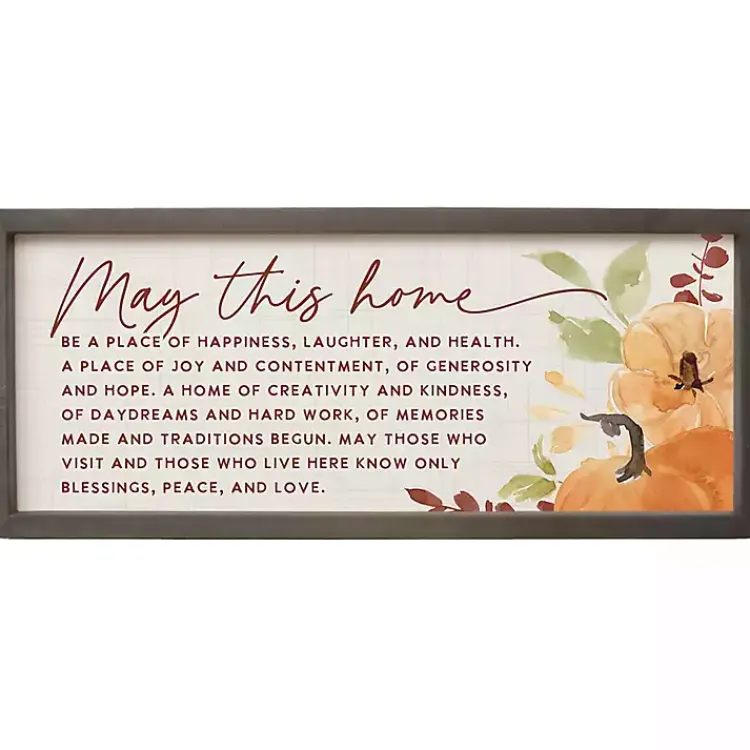 Fall>Kirklands Home May This Home Harvest Framed Wall Plaque Orange