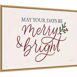 Christmas Art & Wall Decor>Kirklands Home May Your Days Be Merry Framed Canvas Art Print White