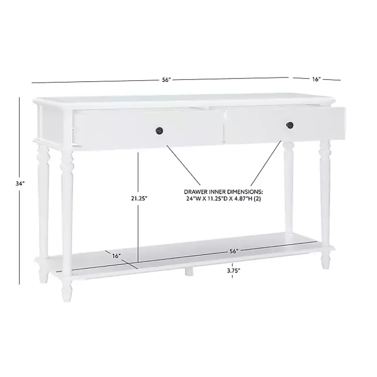 Kirklands Home McGhie 2-Drawer Console Table White