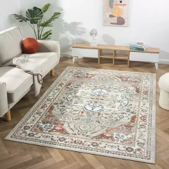 Kirklands Home Medallion Ivory Rust Area Rug, 3x6