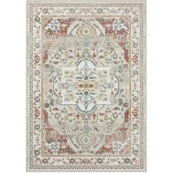 Kirklands Home Medallion Rust Area Rug, 5x7 Ivory Clearance