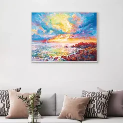 Kirklands Home Mediterranean Sunset Framed Canvas Art Print Best