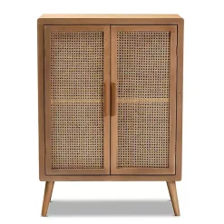 Kirklands Home Medium Oak Rattan 2-Door Cabinet Outlet