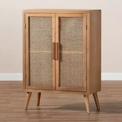 Kirklands Home Medium Oak Rattan 2-Door Cabinet Outlet