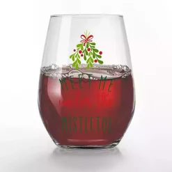 Christmas Dining & Entertaining>Kirklands Home Meet Me Under the Mistletoe Wine Glasses, Set of 2