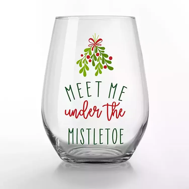 Christmas Dining & Entertaining>Kirklands Home Meet Me Under the Mistletoe Wine Glasses, Set of 2