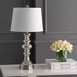 Kirklands Home Mercury Glass Jaiden Table Lamp White New