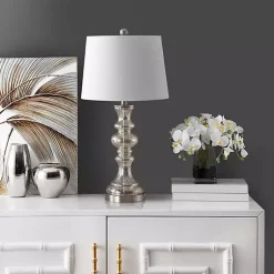 Kirklands Home Mercury Glass Jaiden Table Lamp White New