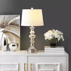 Kirklands Home Mercury Glass Jaiden Table Lamp White New