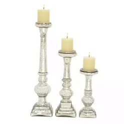 Candle Holders>Kirklands Home Mercury Glass Candle Holders, Set of 3 Silver