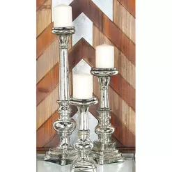 Candle Holders>Kirklands Home Mercury Glass Candle Holders, Set of 3 Silver