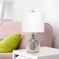 Kirklands Home Mercury Hammered Glass Shade Table Lamp White Online
