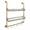 Kirklands Home Merit Gold Metal Wall Shelf with Hooks Clearance