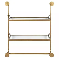 Kirklands Home Merit Gold Metal Wall Shelf with Hooks Clearance