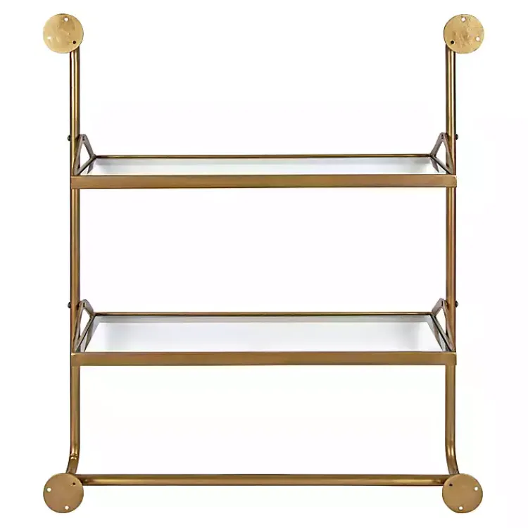 Kirklands Home Merit Gold Metal Wall Shelf with Hooks Clearance