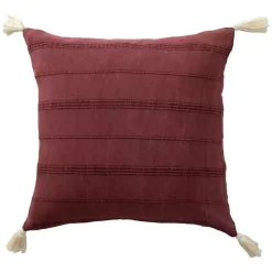 Pillows>Kirklands Home Merlot Striped Organic Cotton Throw Pillow Red