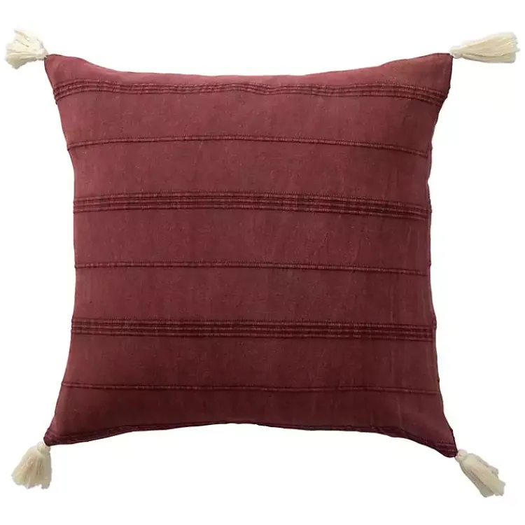 Pillows>Kirklands Home Merlot Striped Organic Cotton Throw Pillow Red