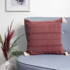 Pillows>Kirklands Home Merlot Striped Organic Cotton Throw Pillow Red