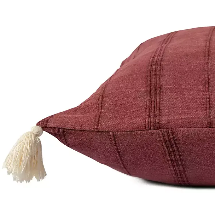Pillows>Kirklands Home Merlot Striped Organic Cotton Throw Pillow Red