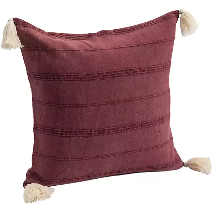 Pillows>Kirklands Home Merlot Striped Organic Cotton Throw Pillow Red