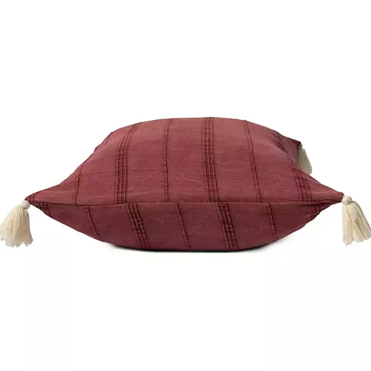 Pillows>Kirklands Home Merlot Striped Organic Cotton Throw Pillow Red