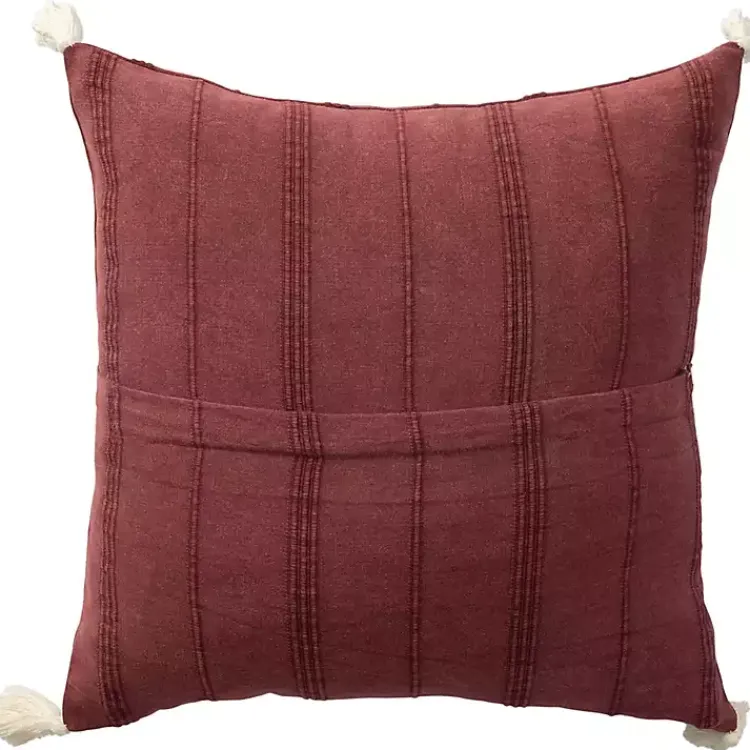 Pillows>Kirklands Home Merlot Striped Organic Cotton Throw Pillow Red