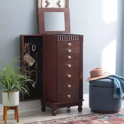 Kirklands Home Merlot Wood 7-Drawer Joslyn Jewelry Armoire Brown Outlet