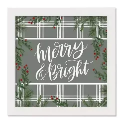 Christmas Art & Wall Decor>Kirklands Home Merry & Bright Plaid Framed Wall Plaque White