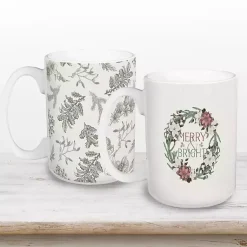 Christmas Dining & Entertaining>Kirklands Home Merry & Bright Wreath Christmas Mugs, Set of 2