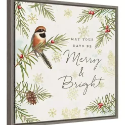 Christmas Art & Wall Decor>Kirklands Home Merry and Bright Framed Canvas Wall Plaque