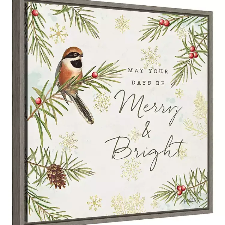 Christmas Art & Wall Decor>Kirklands Home Merry and Bright Framed Canvas Wall Plaque