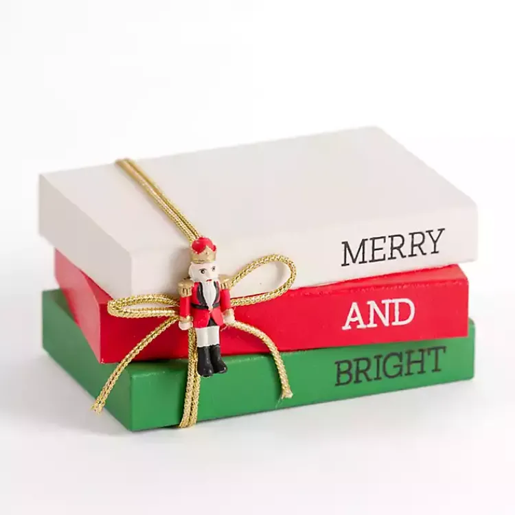 Christmas Decorations>Kirklands Home Merry and Bright Nutcracker Bookstack