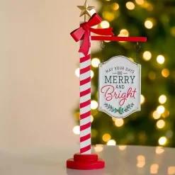 Christmas Decorations>Kirklands Home Merry and Bright Post Tabletop Sign